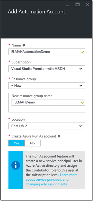 Automation Account Creation in Azure