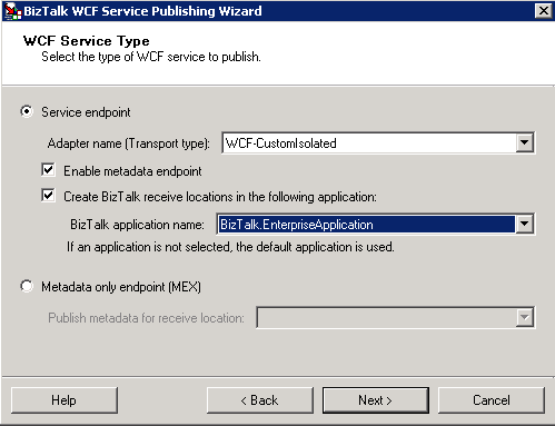 Use WCF-CustomIsolated binding types to allow additional configuration